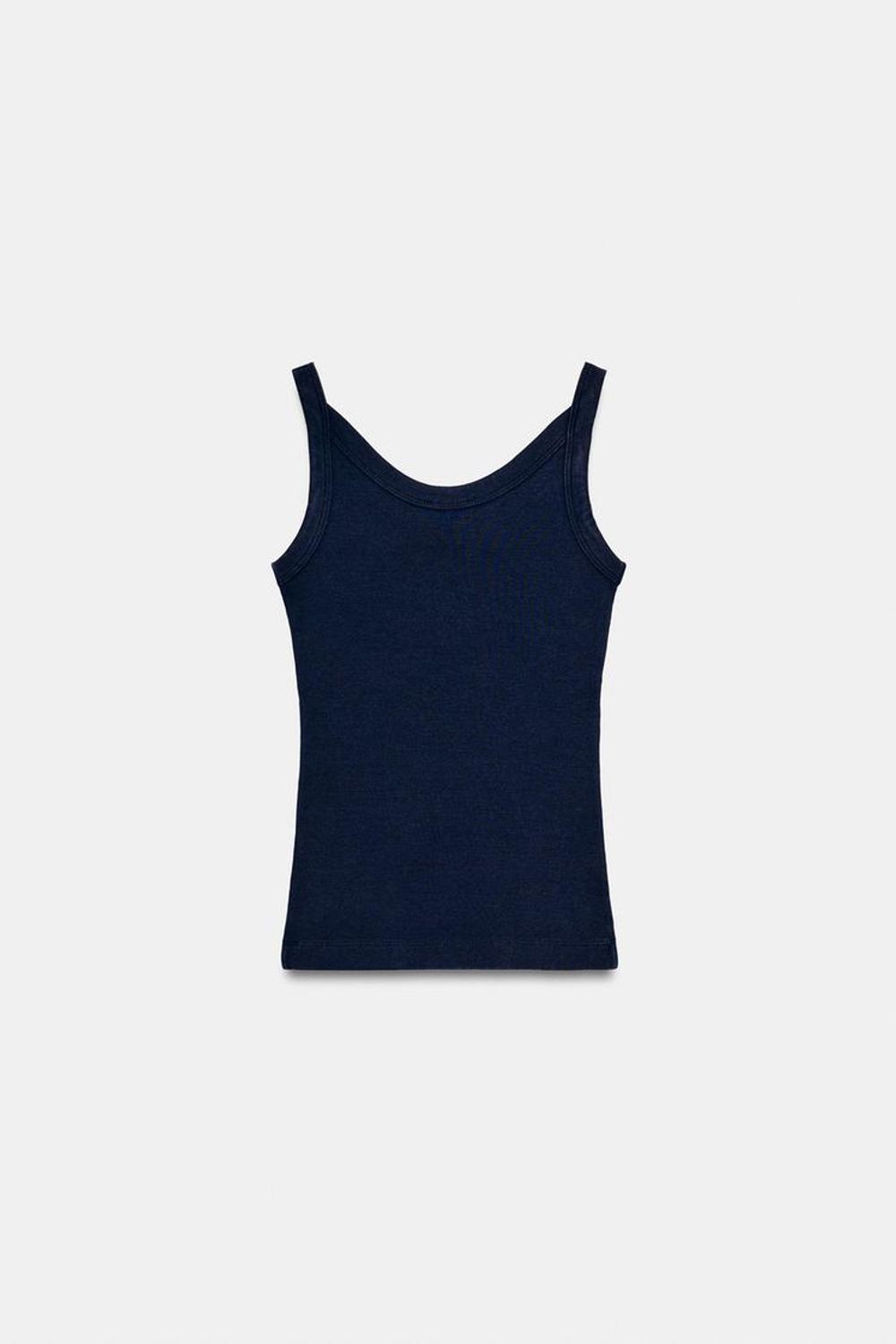 ZARA ФУТБОЛКА В РУБЧИК С НАДПИСЬЮ, СИНИЙ