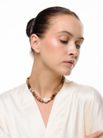 Колье "Pearl caramel " Silver тигровый глаз