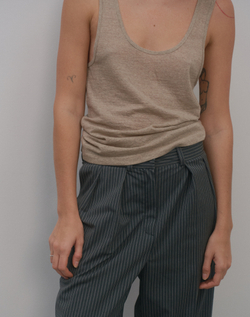 Striped mid-rise trousers