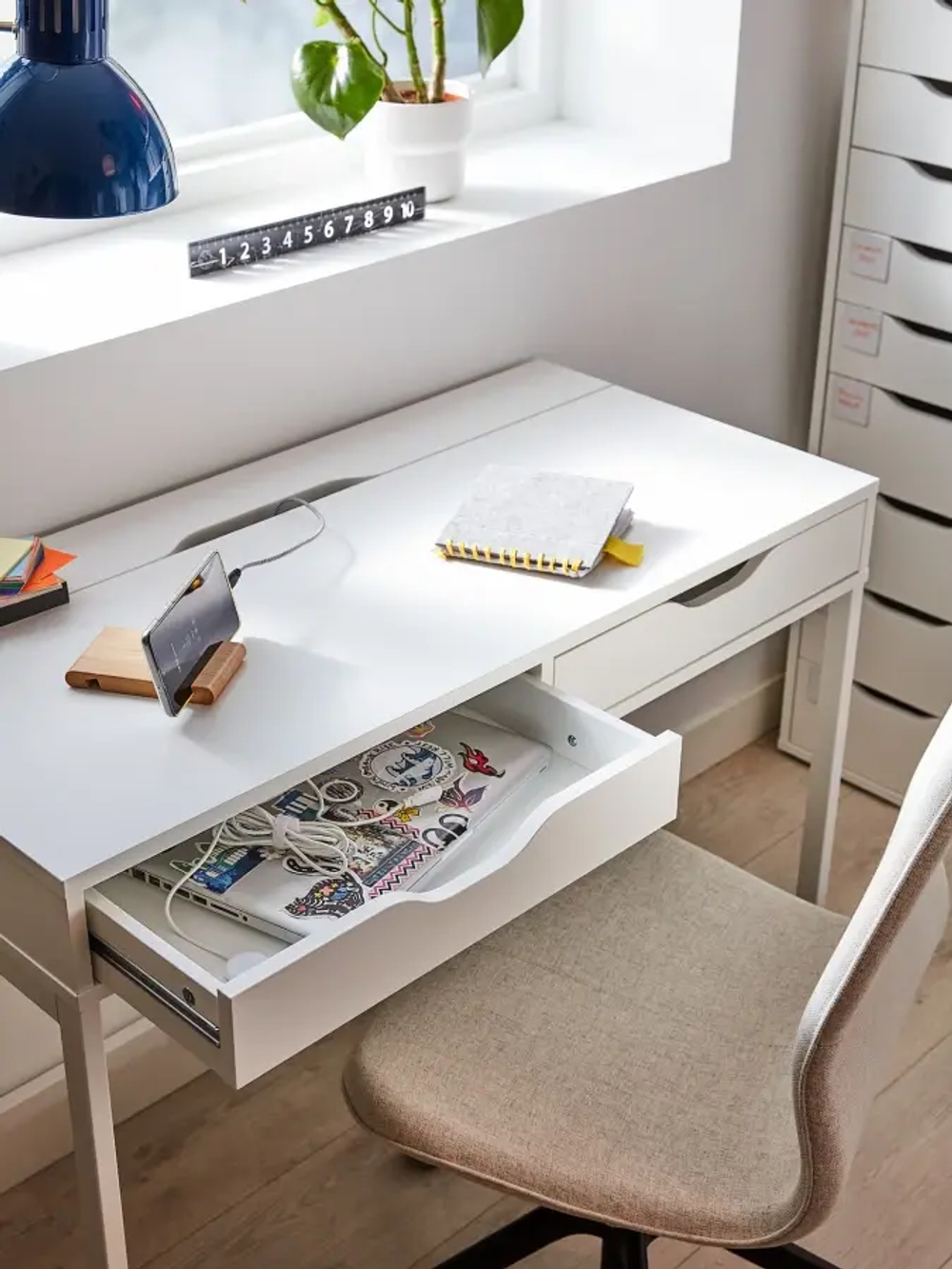 Письменный стол с ящиками - IKEA ALEX/АЛЕКС ИКЕА, 100x48 см, белый