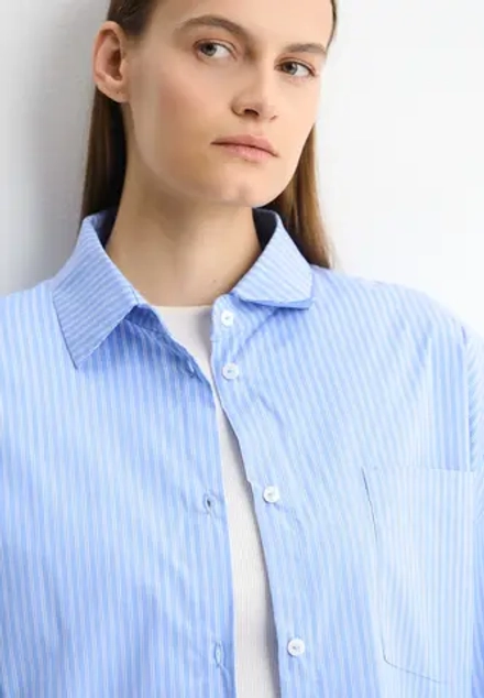 Рубашка в полоску, цвет голубой