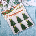 Прищепки декоративные «Ёлочки» 3,5 см (набор 6 шт)