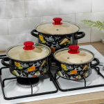 Набор эмалированной посуды 6 пр, кастрюли 1.5,2.3,5 л, Керчь, Сыр-5-1-Экстра, корич