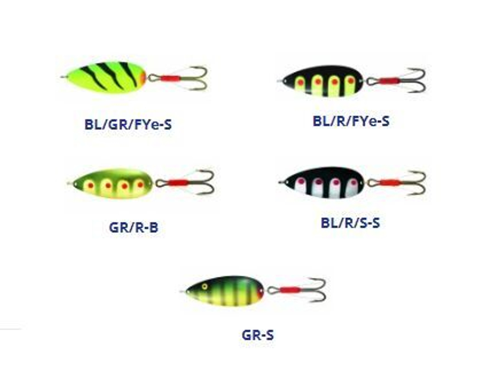 Блесна колебалка Kuusamo Hauki 80/22 незацепляйка BL/R/Fye-S
