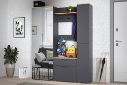 Шкаф-пенал Октава 13.228, Серый графит, Дуб золотой