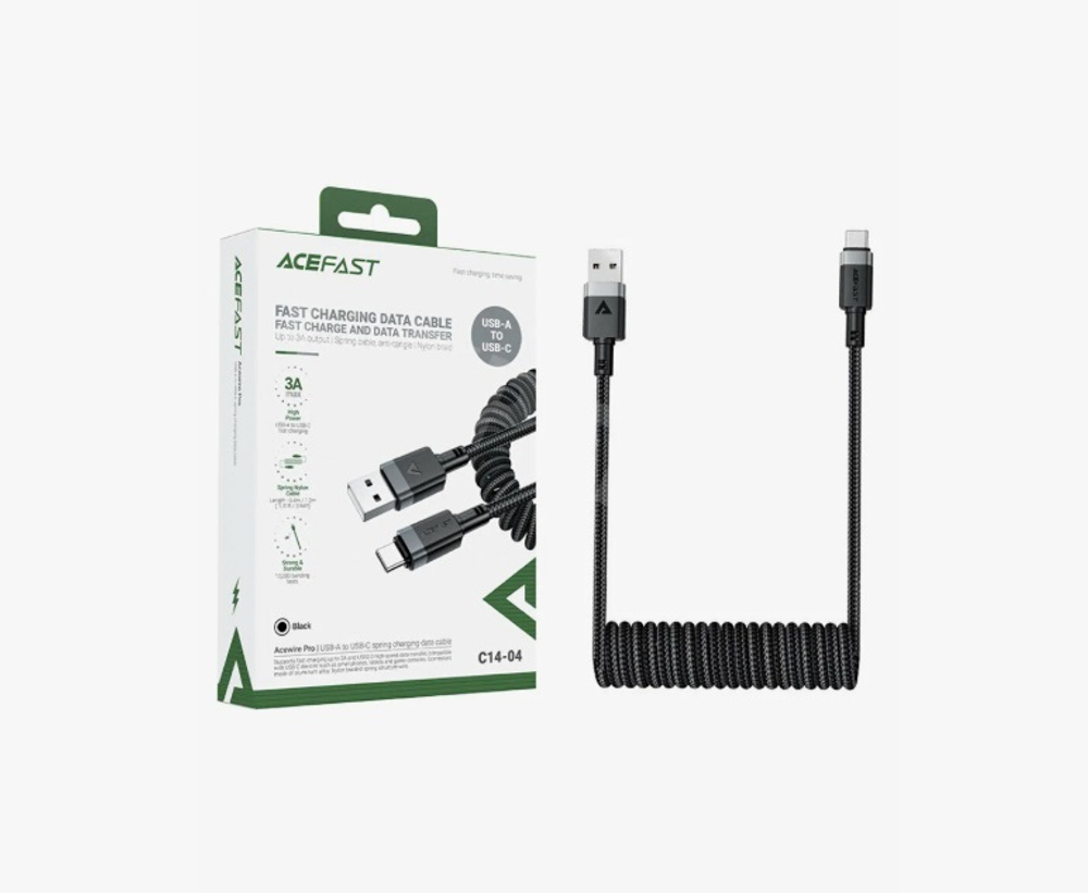 Кабель USB - TypeC ACEFAST C14-04 Spring (черный) 1.2м