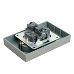 Розетка 2-местная с защитной шторкой, STEKKER, с/з, 250В, 16А, серия Эмили, RST16-5114-10, платиново-серый, soft touch 49960