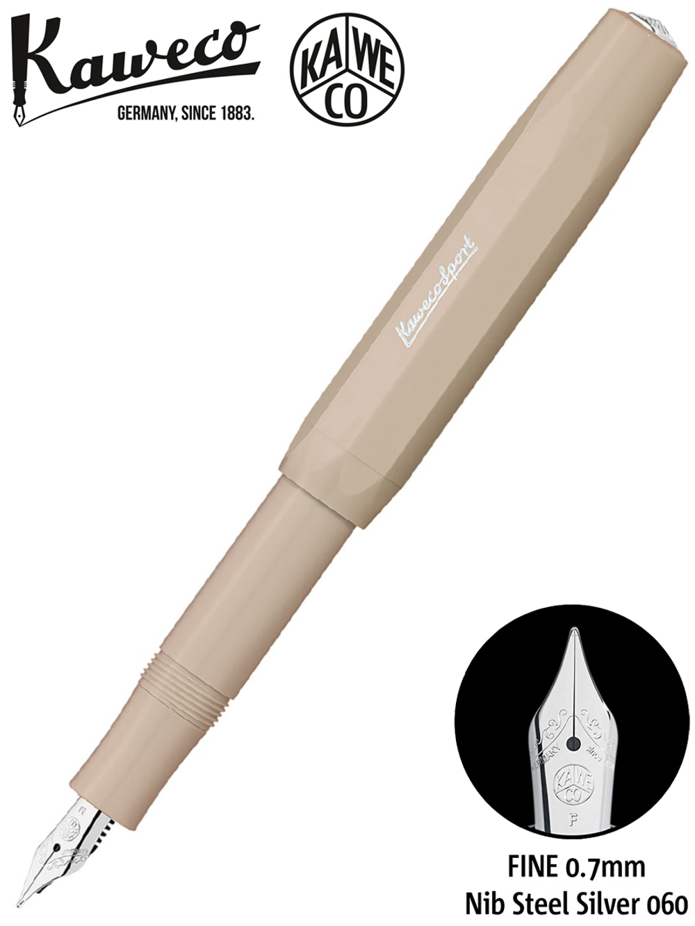 Перьевая ручка Kaweco SKYLINE Sport Macchiato (10001164) F 0.7 мм кофейный корпус + набор картриджей и футляр