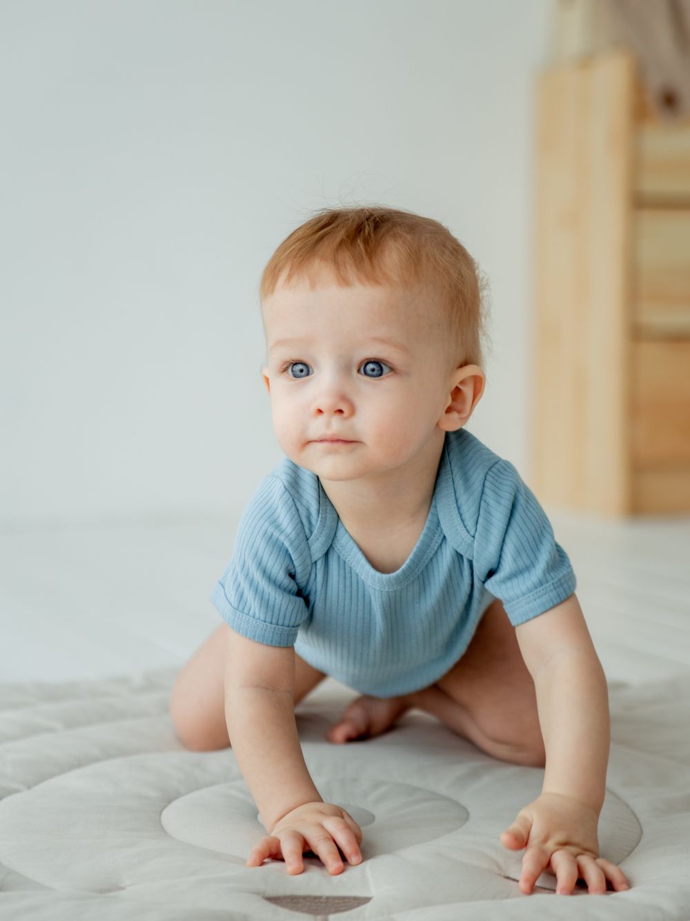 Боди с коротким рукавом "Деним" из хлопка в рубчик 0+