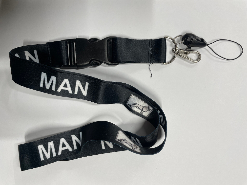 MAN (черный) / Брелок, шнурок для ключей на шею MAN (Ман), ланъярд, крафт, черный (1 шт)