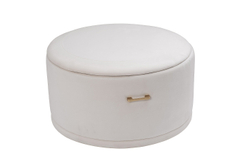 Стол журнальный с пуфом и стеклянной столешницей 47x84см Garda Decor бежевый/золото