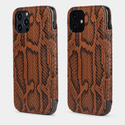 Чехол Benoit для iPhone 12/12Pro из кожи питона, цвета Коньяк