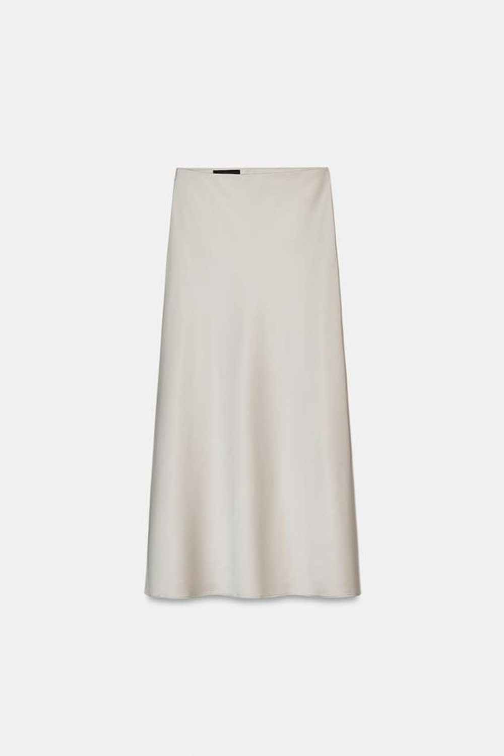 ZARA АТЛАСНАЯ ЮБКА МИДИ, ТЕМНО-БЕЖЕВЫЙ