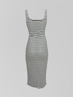 Платье by Gor 23221 удлиненное в полоску на широких лямках