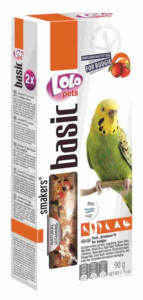 LoLo PETS Smakers для волнистых попугаев с фруктами 90г