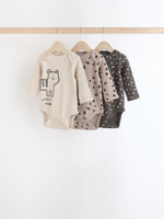 Боди с длинным рукавом для малышей Next N27-275, 3 шт., Бежевый, Серый