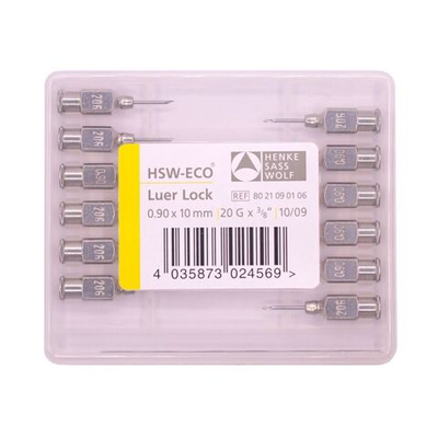 Игла многоразовая ECO Henke, 0,9х10 мм (20Gх3/8"), Luer-Lock, 12 шт.