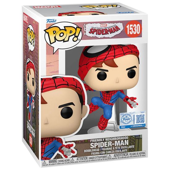 Фигурка Funko POP! Bobble Marvel FNSM Friendly Neighborhood Spider-Man (Exc) (1530) 87224 / Фигурка Фанко ПОП! по мотивам вселенной "Марвел", Человек-паук