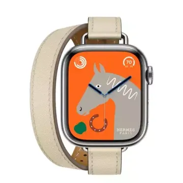 Apple Watch Hermès 41mm Silver Stainless Steel Case with Attelage Double Tour Béton