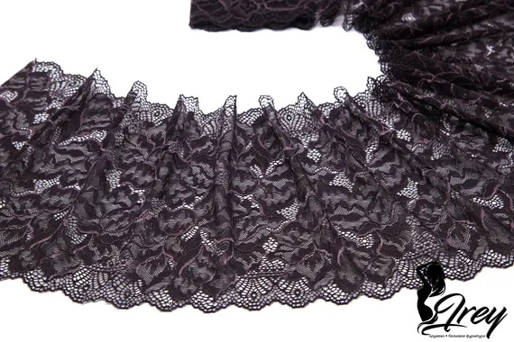 03-266 Кружево эластичное 23 см, шоколад/перец