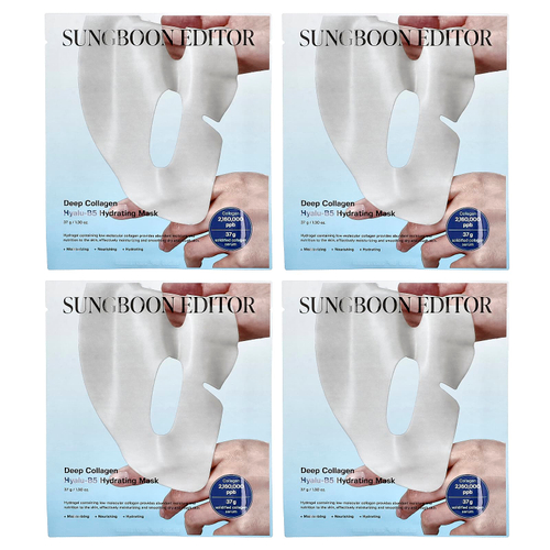 Sungboon Editor, Увлажняющая косметическая маска с глубоким коллагеном Hyalu-B5, 4 пакетика, 37 г (1,30 унции)