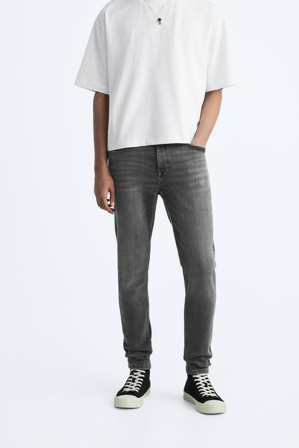 ZARA ДЖИНСЫ SKINNY FIT, СЕРЫЙ