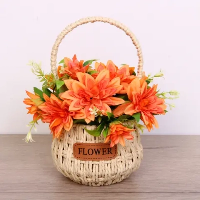 Цветочная композиция «Весенняя мелодия» 13*26см в корзинке оранжевый цвет