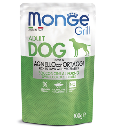 Монж Dog Grill паучи для собак ягненок с овощами 100гр.