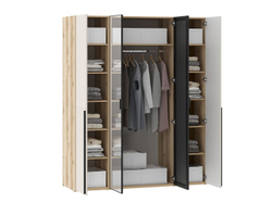 Шкафы Арден 200.2-полки-200.4 зеркало-200.2-полки Дуб Делано / Сантьяго софт