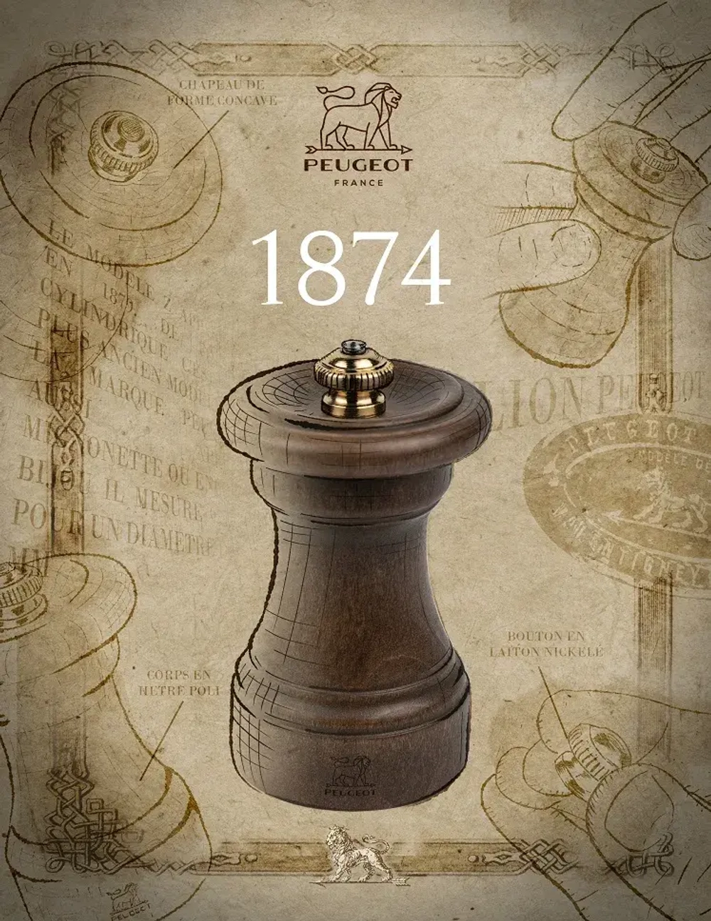 Peugeot Антикварная мельница для соли Bistro 1874 12 см