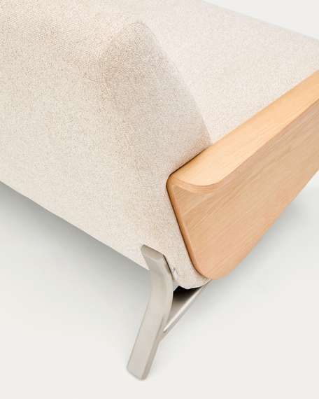 Трехместный диван Amsen, бежевый с подлокотниками из шпона дуба