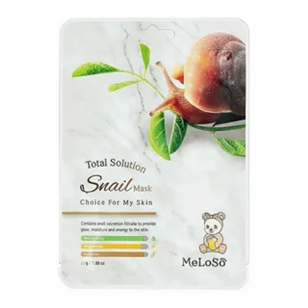 Meloso Mask Total Solution Snail Маска для лица тканевая с экстрактом улиточного муцина, 25 гр (до 16.09.28)