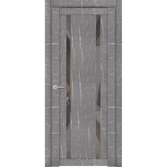 Фото межкомнатной двери экошпон Uberture Uniline Loft 30006/1 Торос серый с зеркалом