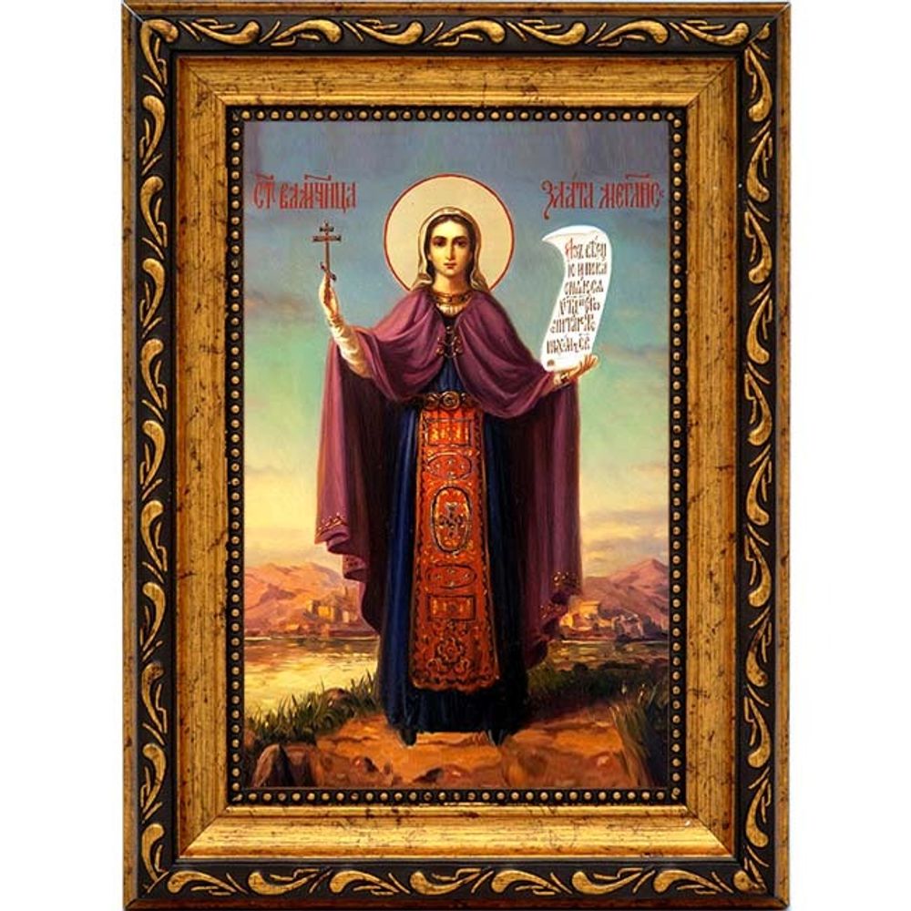 Злата (Хриса) Могленская великомученица. Ростовая икона на холсте.