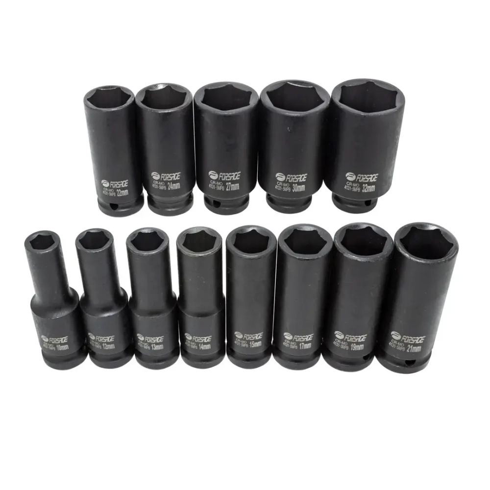 Набор головок ударных глубоких,13пр.,1/2''(10, 12-15, 17, 19, 21, 22, 24,27, 30, 32мм),в кейсе Forsage F-4131-5MPB