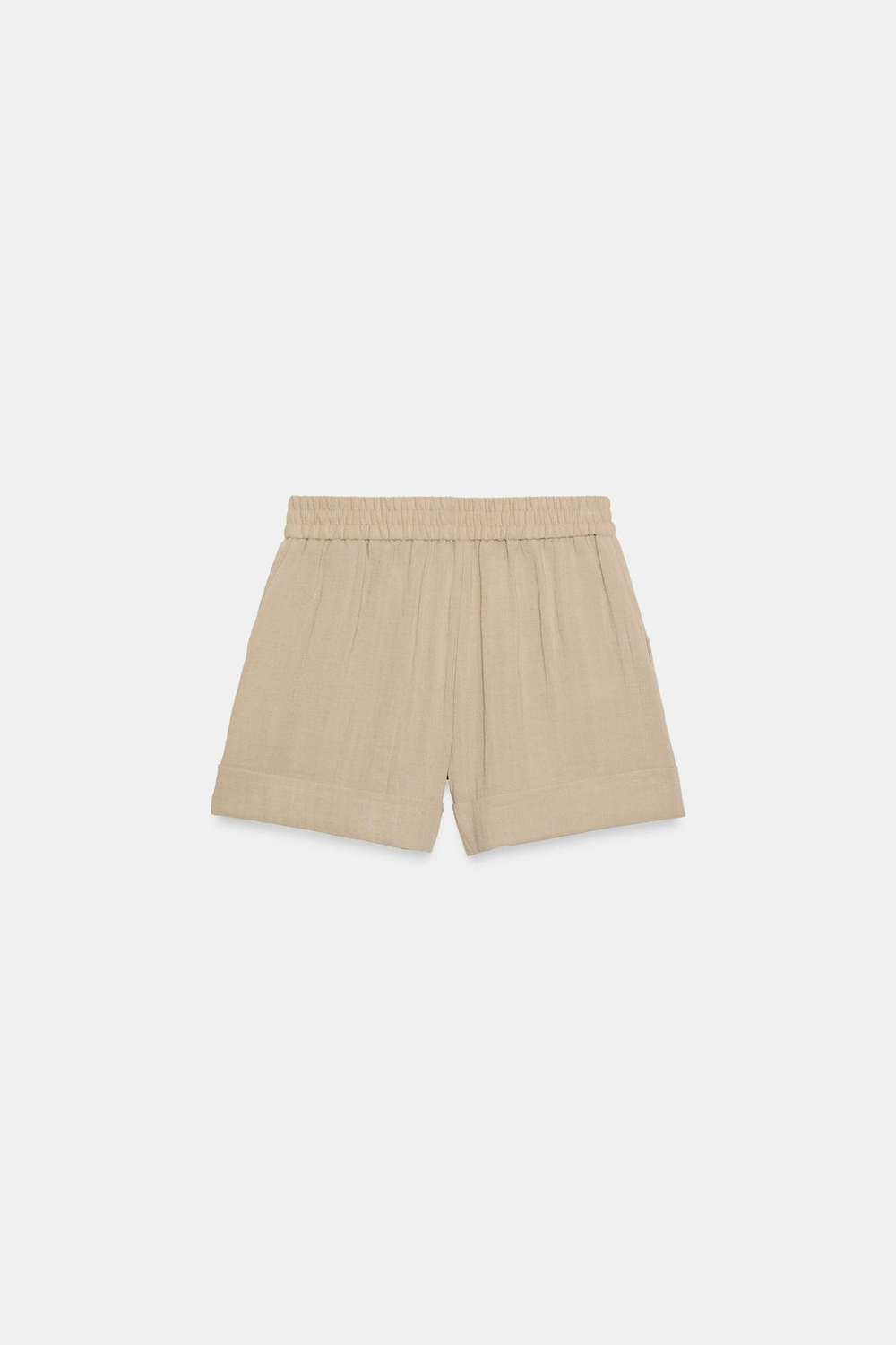 ZARA ШОРТЫ С ОТВОРОТАМИ, ПЕСОЧНЫЙ