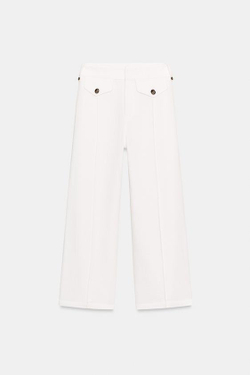 ZARA КЮЛОТЫ ИЗ ТКАНИ В СТИЛЕ РУСТИК, ЭКРЮ