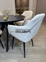 Круглый раздвижной стол "Бонжур", керамогранит, черный мрамор и стулья "ШЕЛЛ"