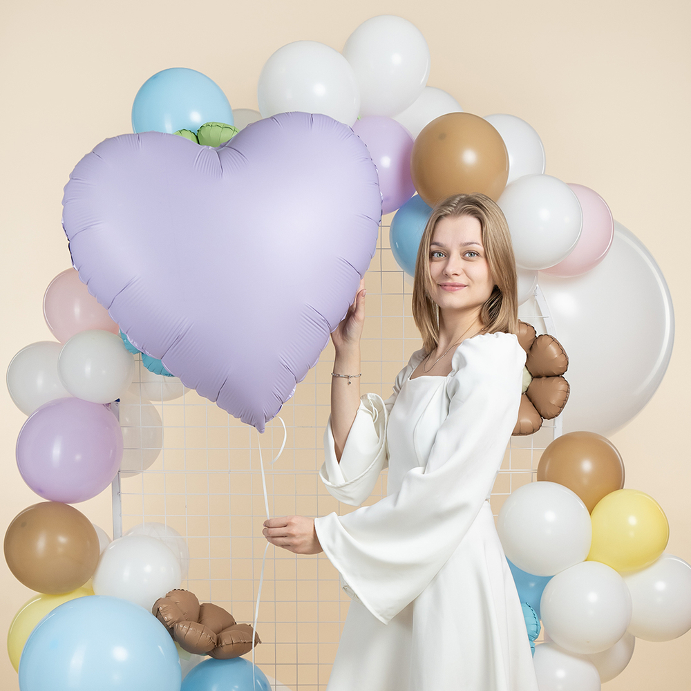 Сердце 30" Сиреневый, Сатин Fl