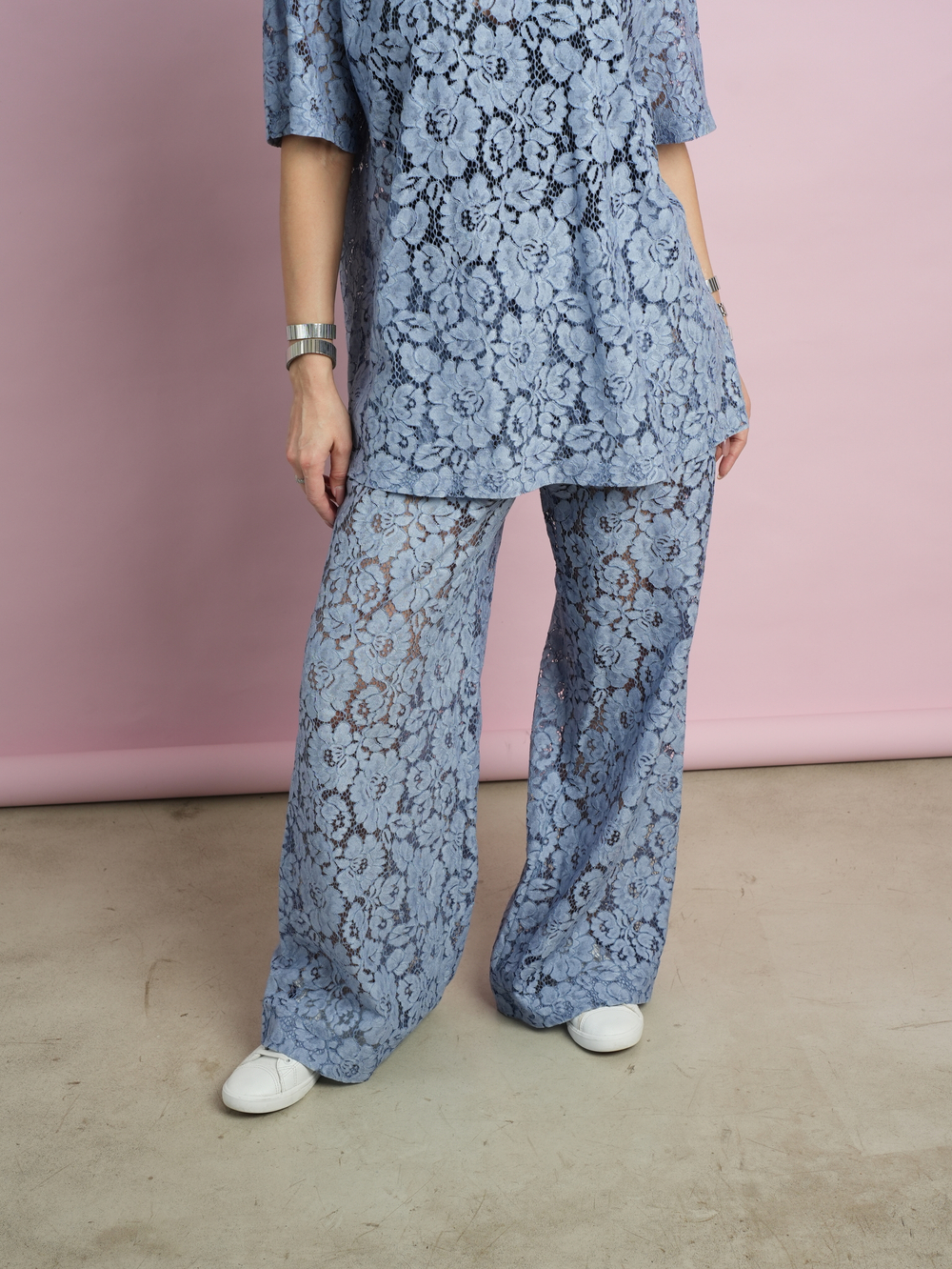 Брюки "На кружевном" в голубом