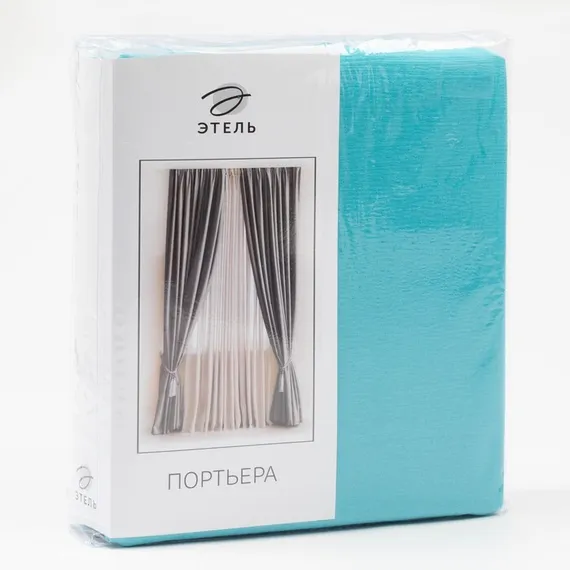 Штора портьерная &quot;Этель&quot; ширина 135 см, высота 250 см, цвет бирюзовый, матовая