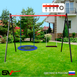 Уличные качели Sv Sport УК177П2 (3.0м/Гнездо Оксф. 100см/Деревянные/Подвесы на подш 2к)