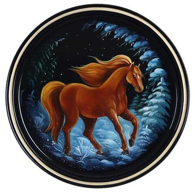 Жостовский поднос декоративный, размер 30 см (A9), металлический