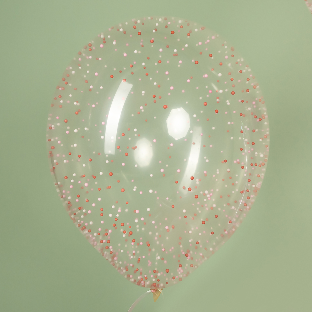 Шар с конфетти пенопласт, Цветной микс, Красный/Розовый 32 см (СГ-17)