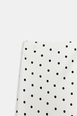 ZARA АТЛАСНАЯ ЮБКА МИДИ, ЭКРЮ/ЧЕРНЫЙ