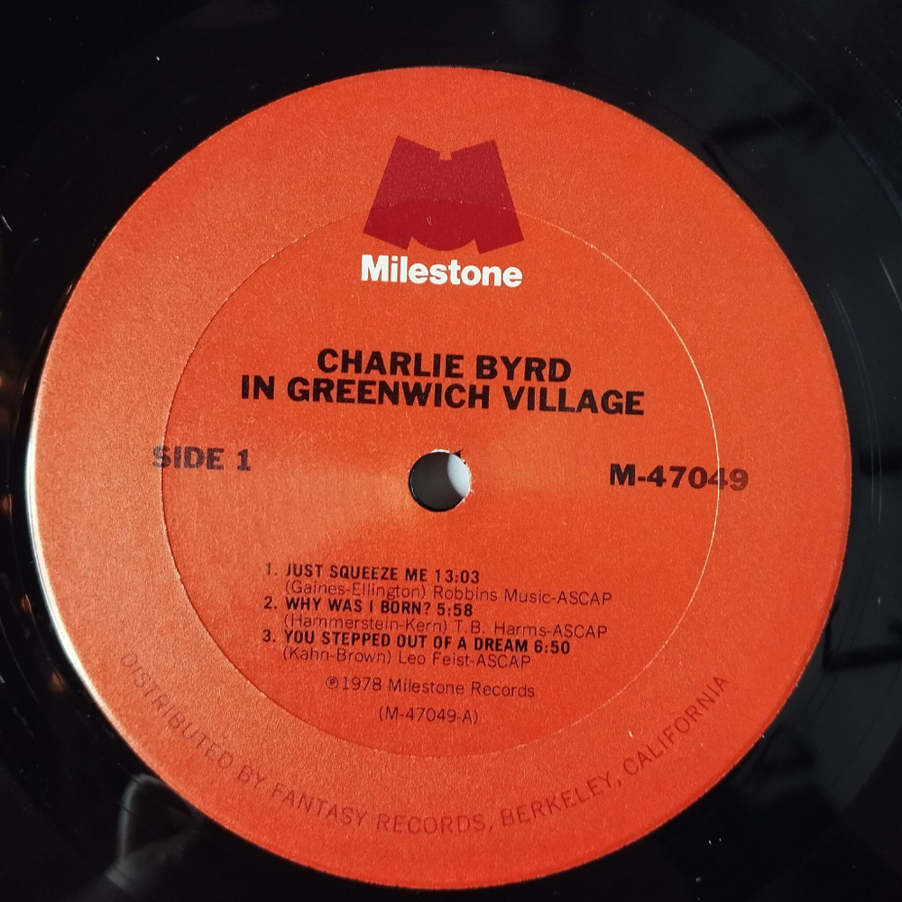 Винтажная виниловая пластинка LP Charlie Byrd In Greenwich Village (USA 1978)