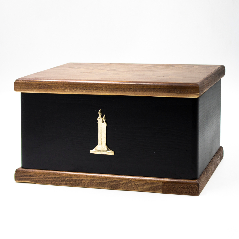 Урна для праха ясень "Завет" черная Свеча