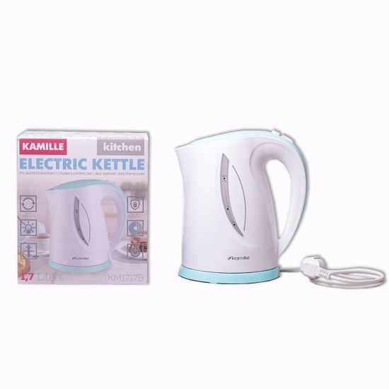 Чайник 1.7 л электрический пластик белый с бирюзовым Kamille KM 1717B