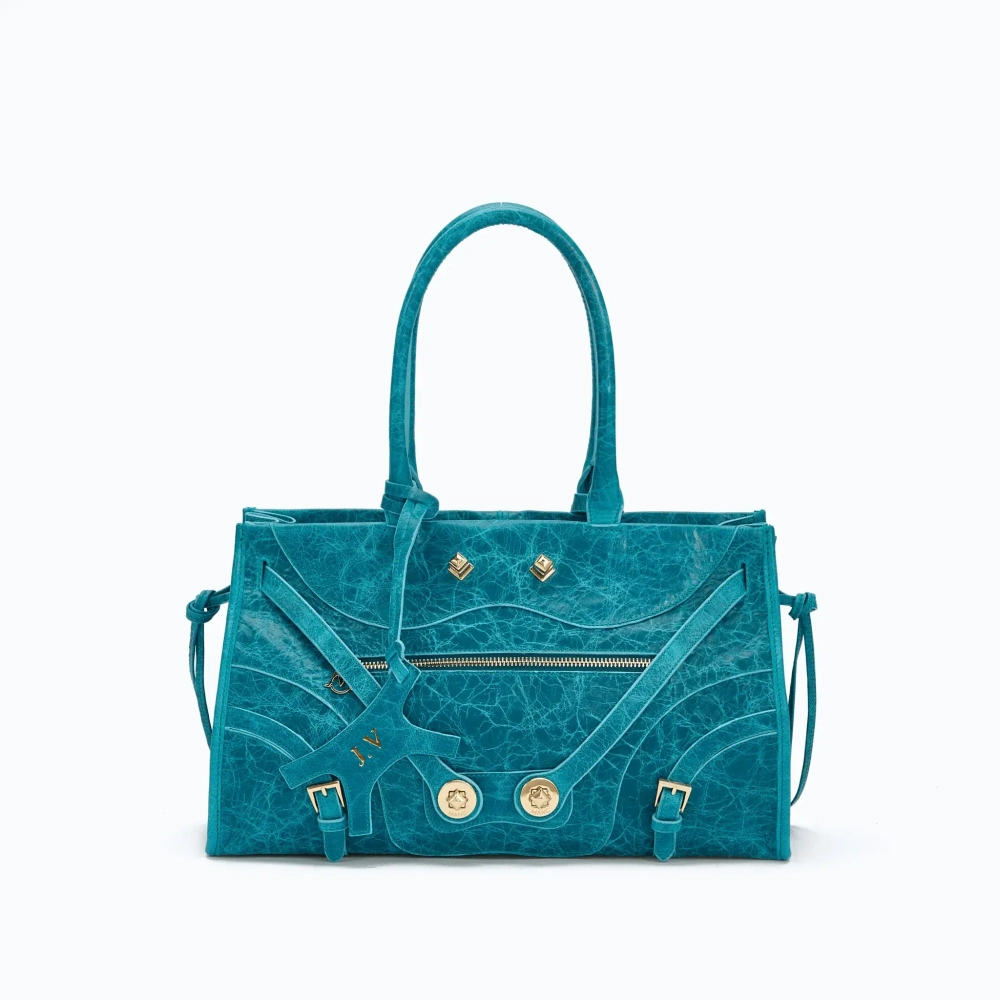 MANC КОЖАНАЯ СУМКА "ZOUZOU", БИРЮЗОВЫЙ