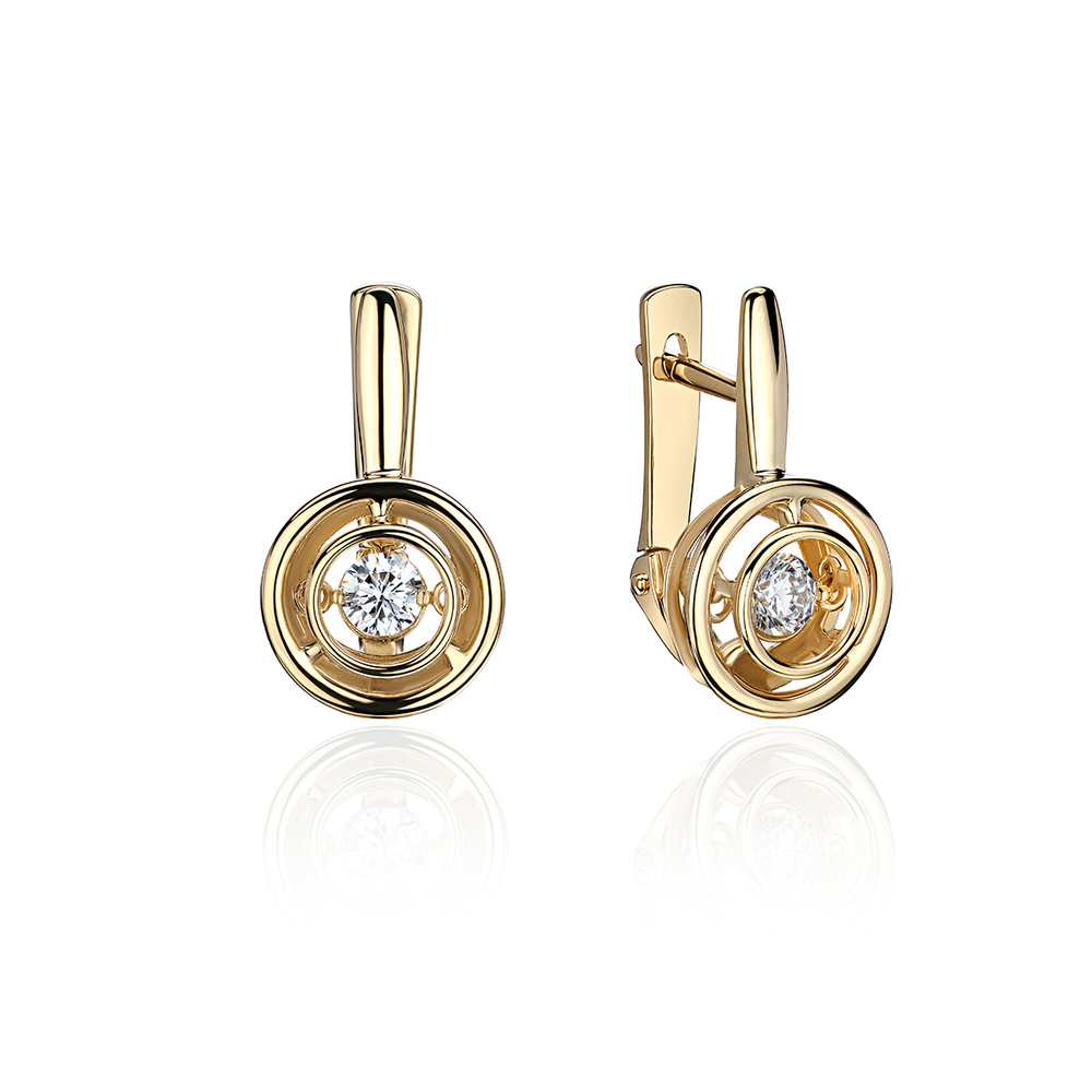 Серьги с фианитом из жёлтого золота 585 пробы JA-S-1С137961